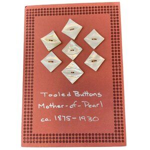 Antique / Vintage 7 Tooled Mother of Pearl Buttons 1" Square